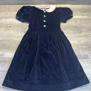 Melissa Jackson Collar USA Sz 5 Navy Pink Velvet Dress Vintage USA